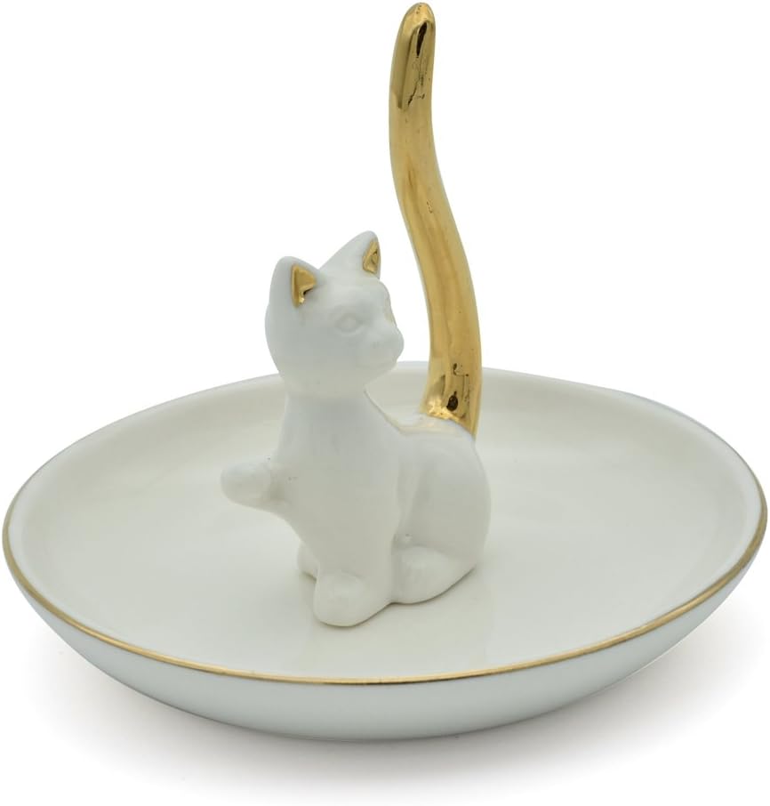Bandeja decorativa para joyas y baratijas chapada en blanco