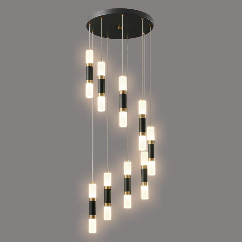 Candelabro LED 9 luces regulable entrada escalera negro