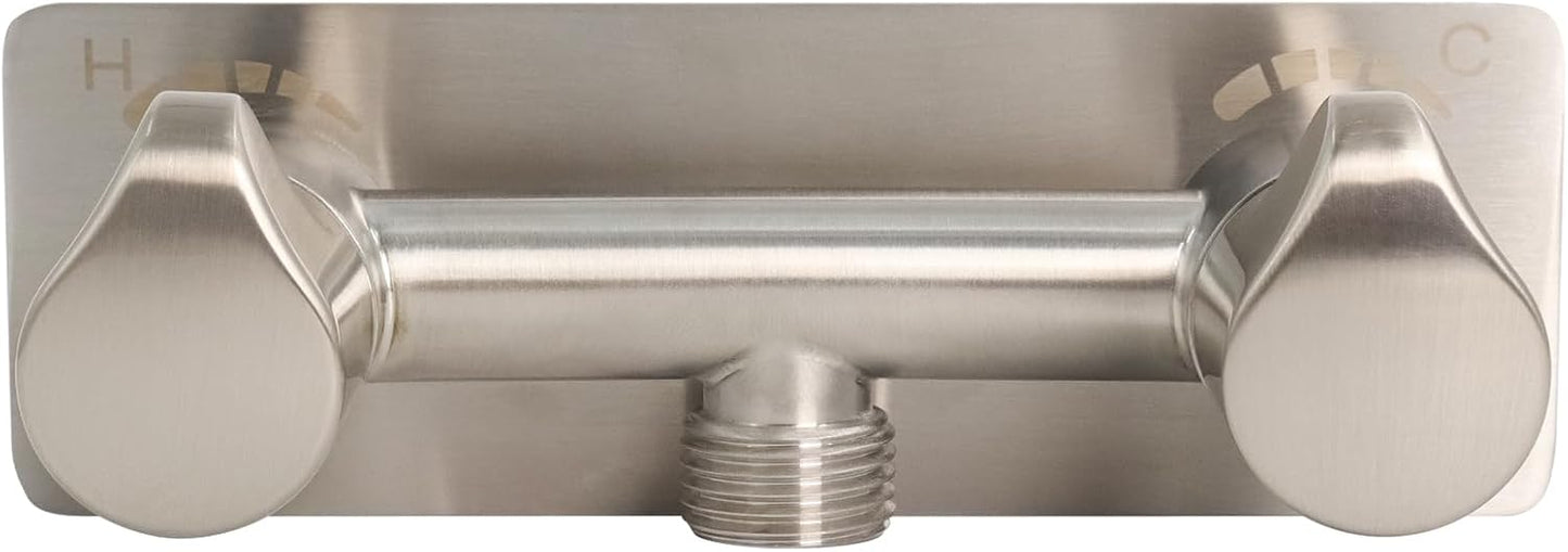 Grifo ducha metal 4" RV níquel cepillado con dos perillas