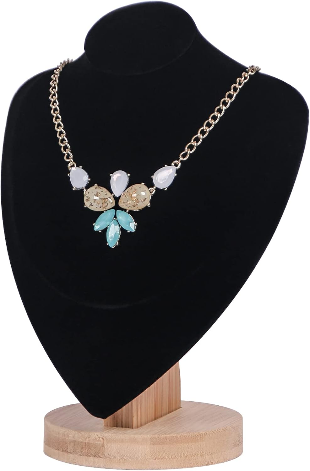 Soporte bambú para collar organiz. joyas estante negro