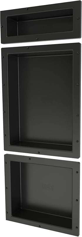Estante ducha triple nicho negro 16x40x4"