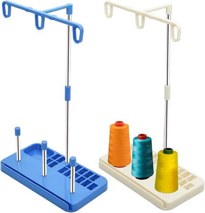 2 Soportes Hilo Organizador Bordado Coser 3 Carretes Blanco-Azul