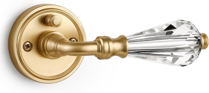 Manija puerta vidrio dorado latón satinado dormitorio