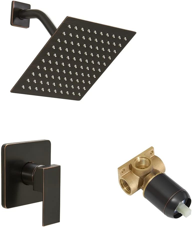 Set llave regadera bronce aceitado cabezal inox