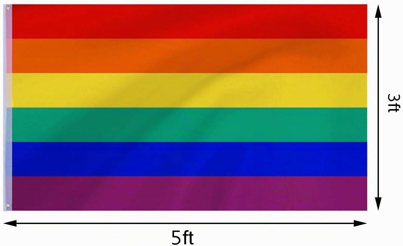 Bandera Orgullo Arcoíris 3x5ft 6 Rayas Resiste UV