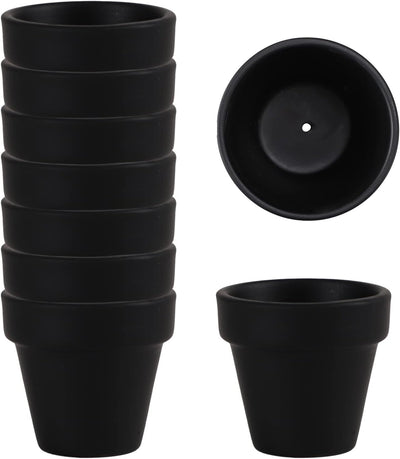 9 Pzas Macetas Terracota Negra 2.1pulg para Cactus y Plantas