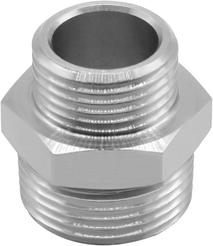 Adaptador acero inox 3/4 GHT x 1/2 GIPS para manguera jardín