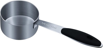 Taza medidora 1/4 taza con agarre silicona y cucharilla acero inox