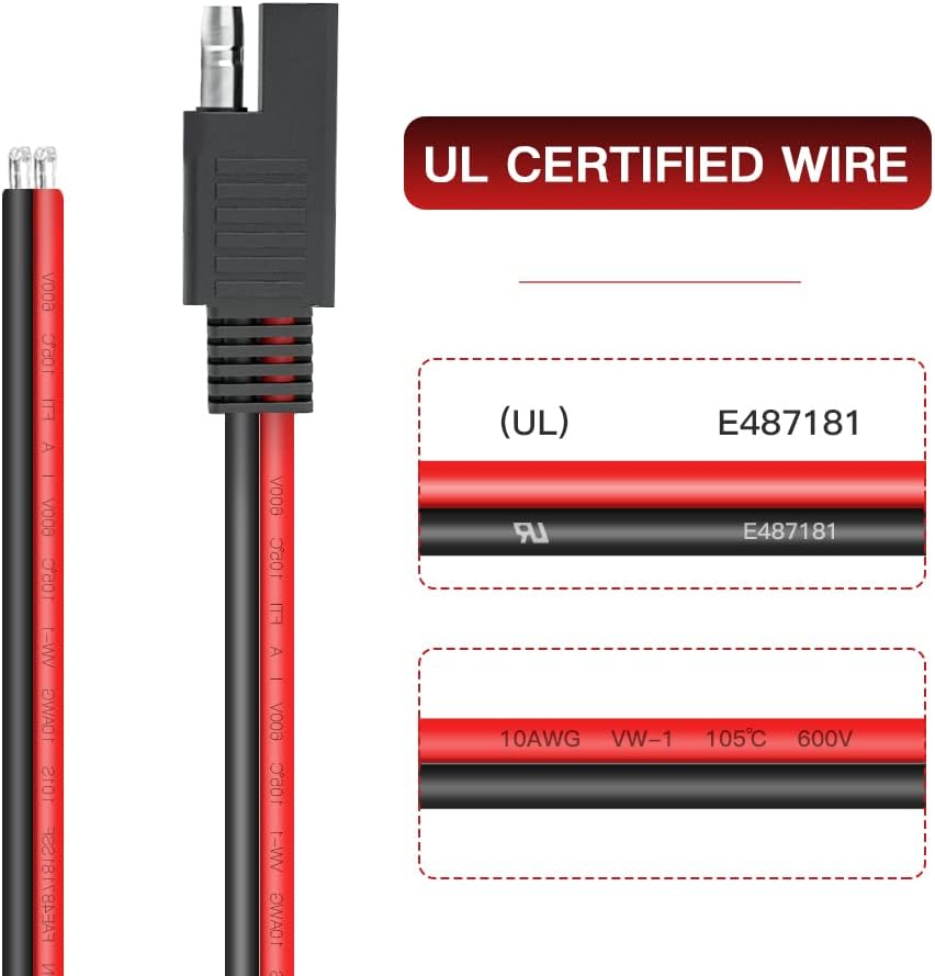 Cable extensión SAE 10AWG enchufe rápido para solar y auto