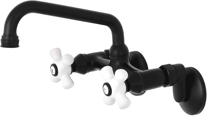 Grifo cocina pared dos manijas color negro mate