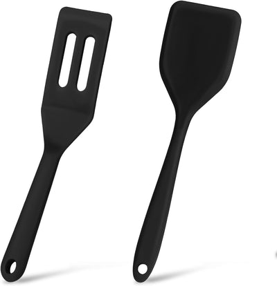 2 Espátulas Silicona Negra Ranurada Antiadherente Turner