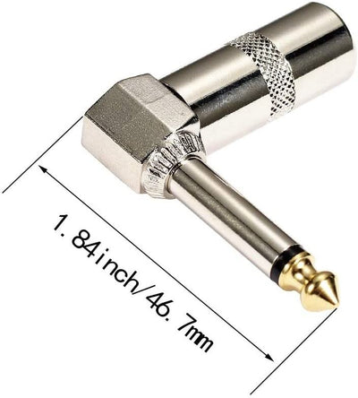 Conector audio TS mono macho 1/4pulg 90grados 5uds