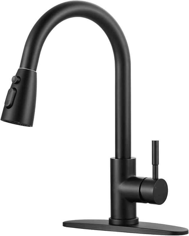 Grifo cocina negro pulverizador acero inox una manija