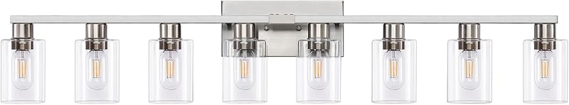 Lámpara tocador baño 8 luces níquel cepillado pantalla
