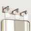 Lámpara baño níquel cepillado 3 luces vidrio