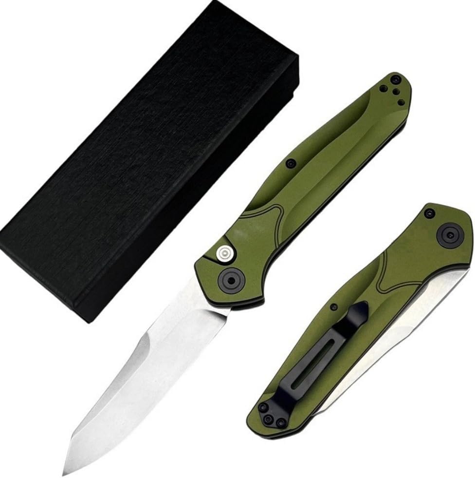 Cuchillo plegable 7.7pulg acero D2 asa aluminio verde EDC