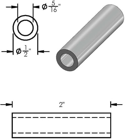 Espaciador acero 1/2x5/16 pulg redondo sin rosca