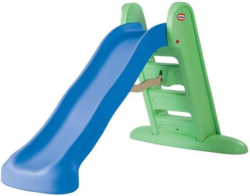 Tobogán Grande de Plástico Azul y Verde para Jardín y Parque