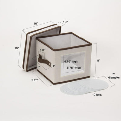 Caja almacenamiento vajilla con tapa asas lona natural