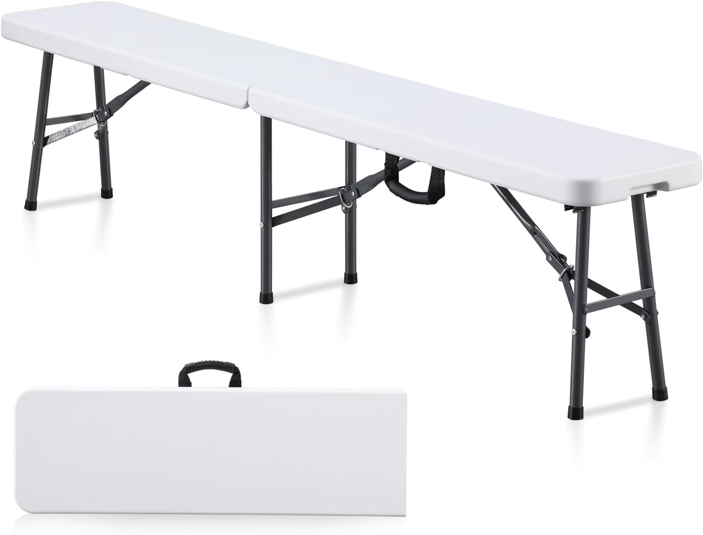 Banco plegable plástico 6ft blanco asa transporte