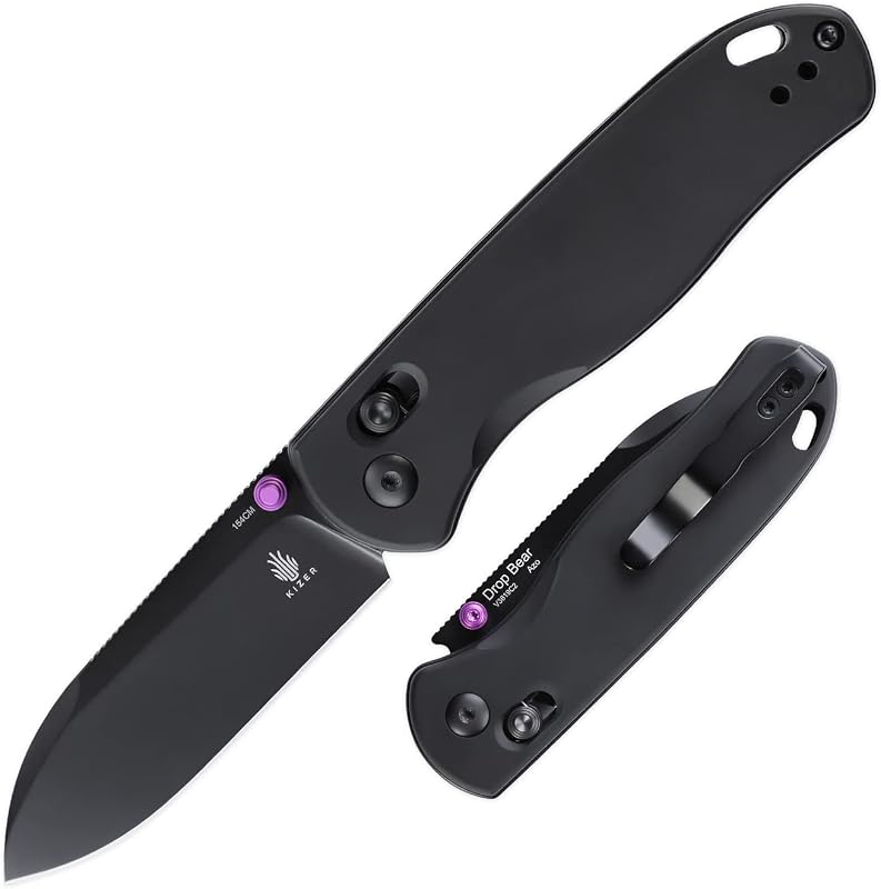 Cuchillo plegable aluminio negro acero 154CM uso al aire