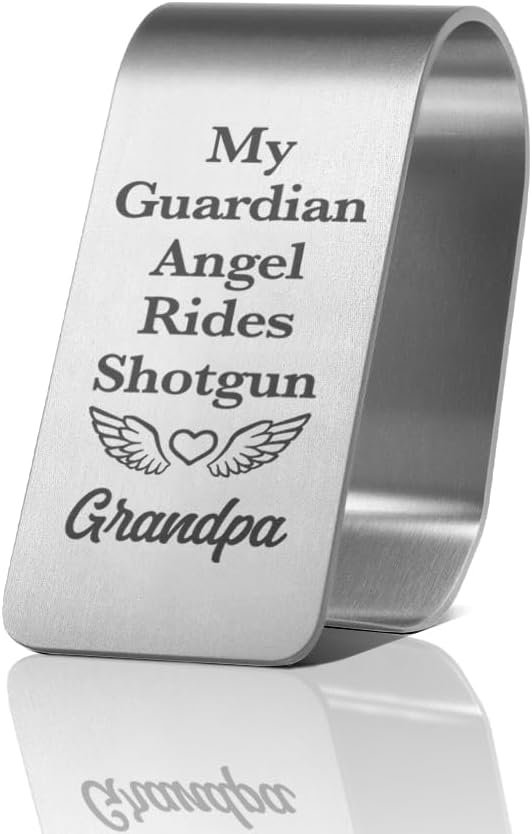 Clip visera coche acero inox grabado recuerdo familia