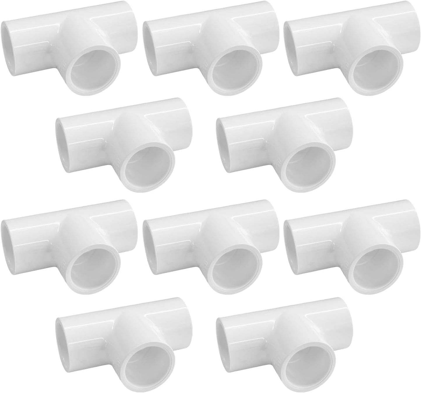 Pack 10 accesorios PVC 3/4 pulg 3 vías para construcciones DIY