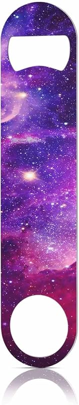 Abrebotellas acero inox con galaxia morado llavero plano