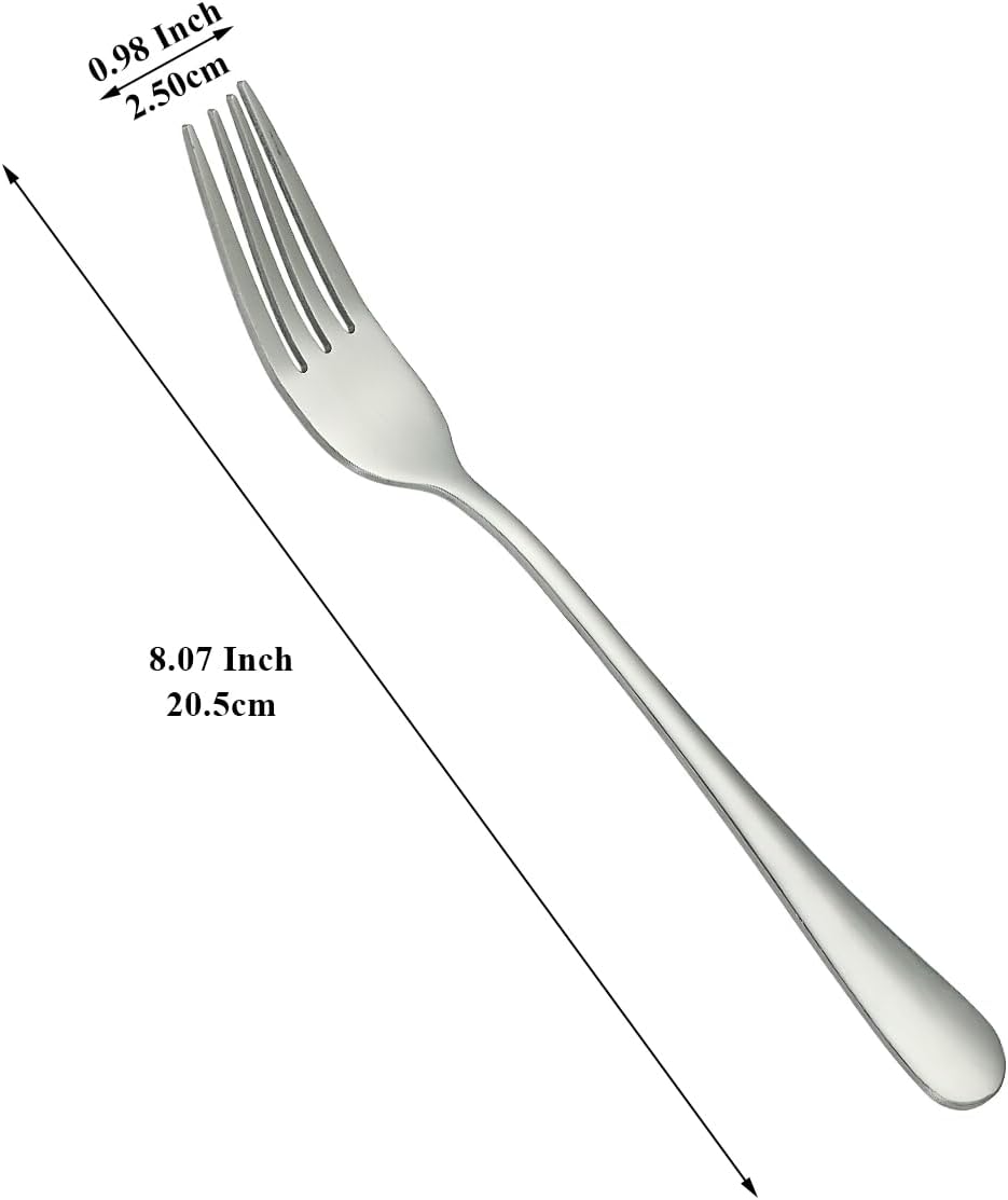 Set 12 Tenedores Acero Inox 8.07pulg para Mesa y Postre