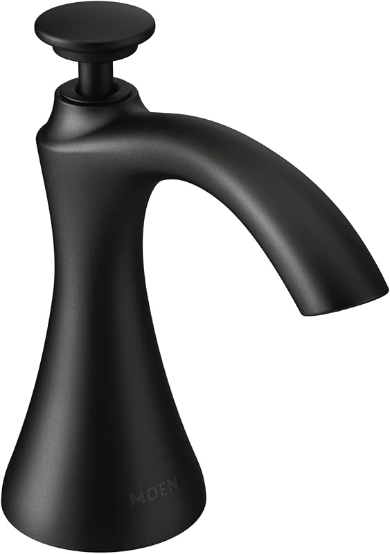Dispensador jabón cocina recargable sobre fregadero negro