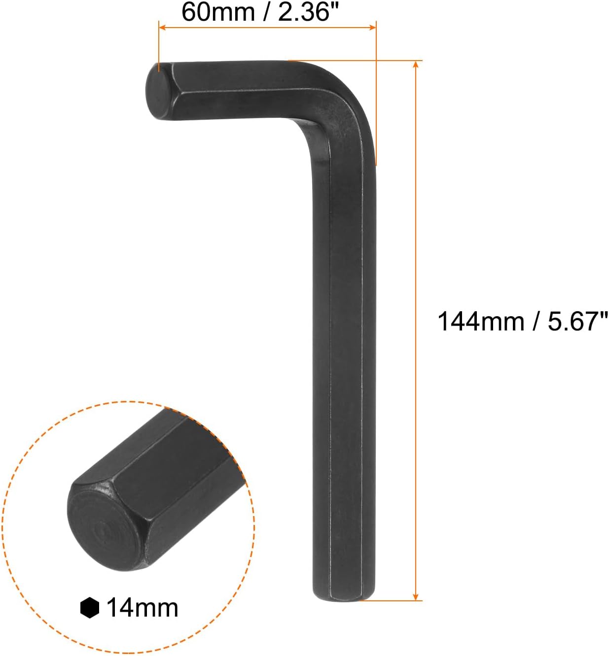 2 Llaves Hex L 0.551pulg Acero Cromo Vanadio Negro