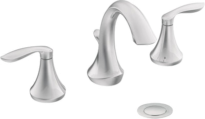 Grifo de lavabo Moen Eva cromado 3 agujeros con válvula