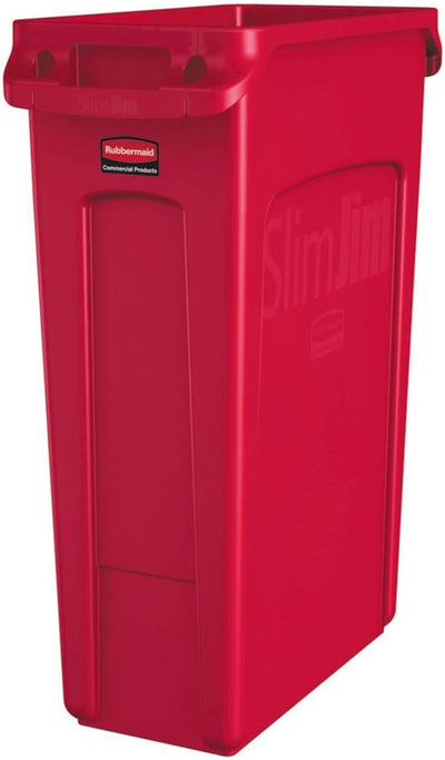 Basurero plástico rectangular 23gal con ventilación rojo