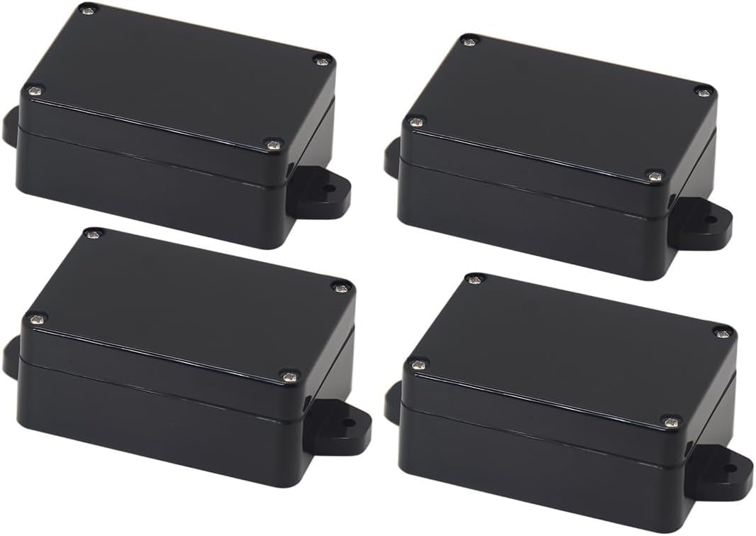 Caja conexión IP65 plástico ABS universal 3.27x2.28pulg negro set 4