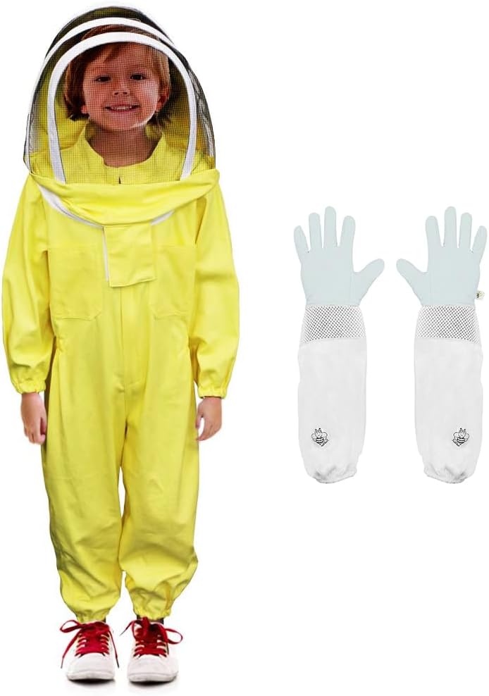 Traje apicultura niño algodón capucha ventilada Amarillo