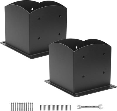 Base poste 6x6" 2 Pzas anclaje madera soporte acero negro