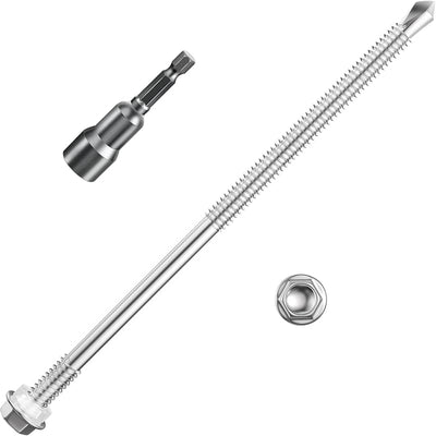 50 Pzas Tornillos TEK Acero Inox 410 para Láminas