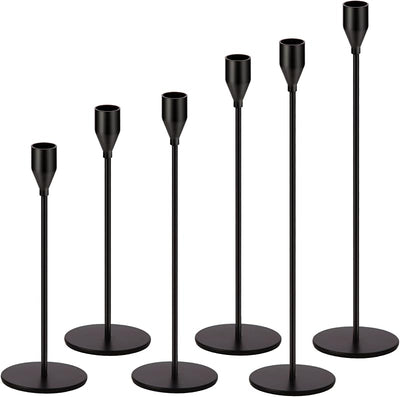 Portavelas negro mate metal 6 Pzas para velas LED 3/4pulg