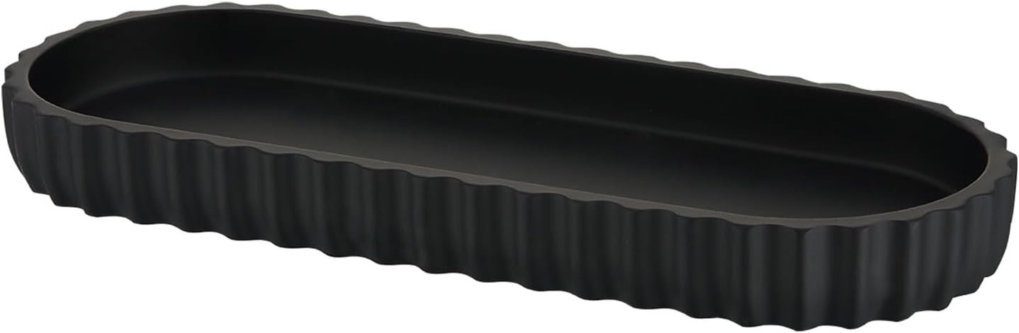 Bandeja baño negra resina oblonga organiz. inodoro