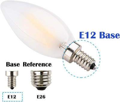Bombilla LED C35 2W luz blanca cálida 2700K base E12