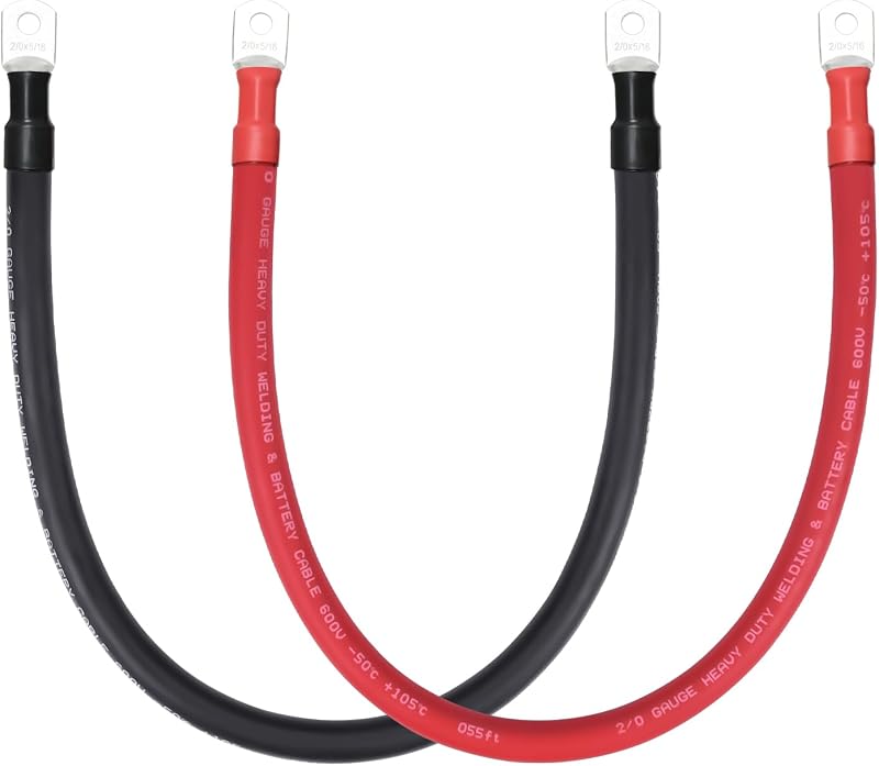 Cable batería 2/0 2" con terminales 5/16 para mecánicos