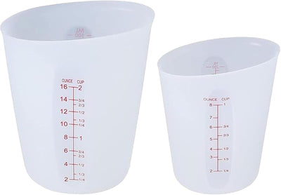 2 Tazas Medidoras Silicón 8.5/16.9oz Reutilizables