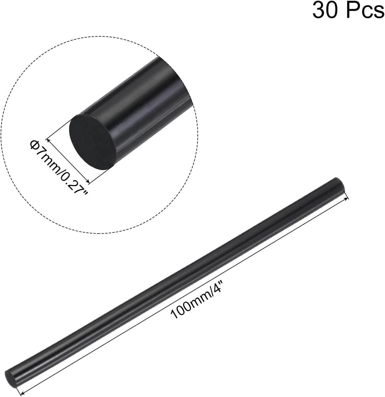 30 Palos Pegamento Caliente 4x0.27" Negro