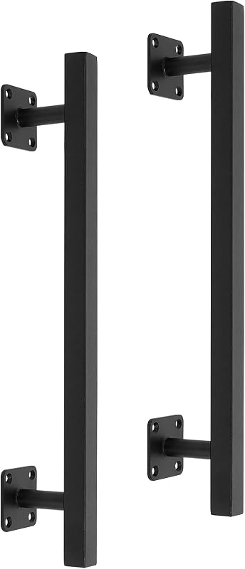 2 Tiradores Cuadrados Deslizantes Hierro Negro Puerta