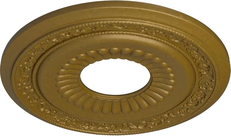 Medallón techo pintado a mano color dorado 50.875cm