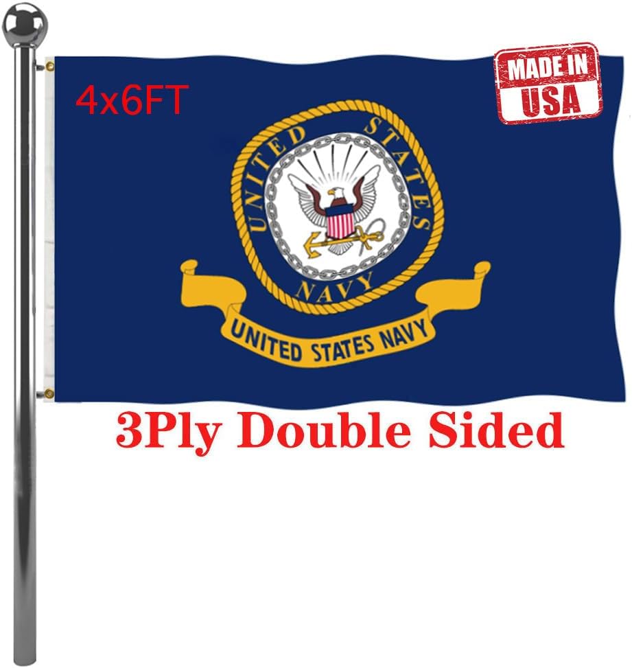 Emblema doble cara Bandera Marina EE.UU. 4x6ft color vivo 220D