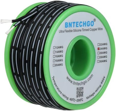 Cable plano silicona 24awg 2p 25pies negro
