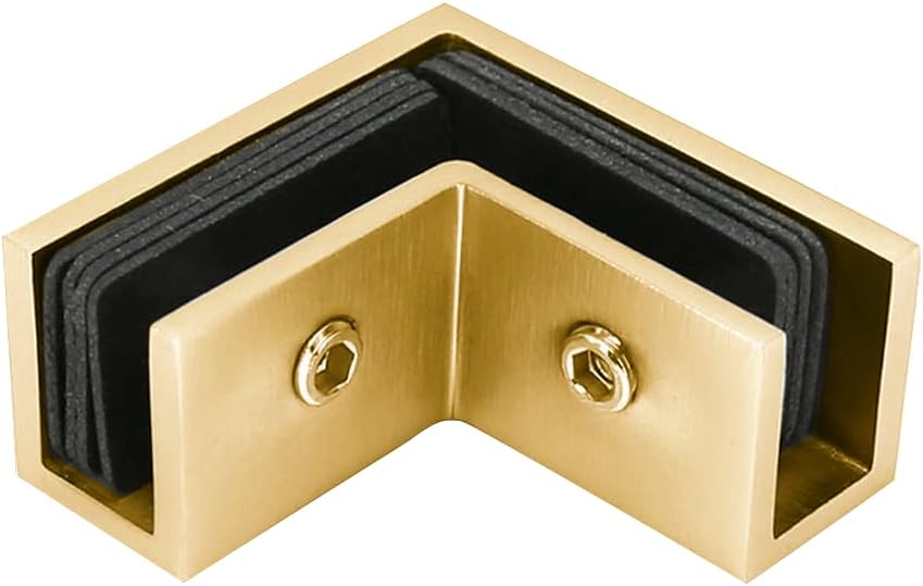 Manga cuadrada 90 grados abrazadera puerta ducha color dorado