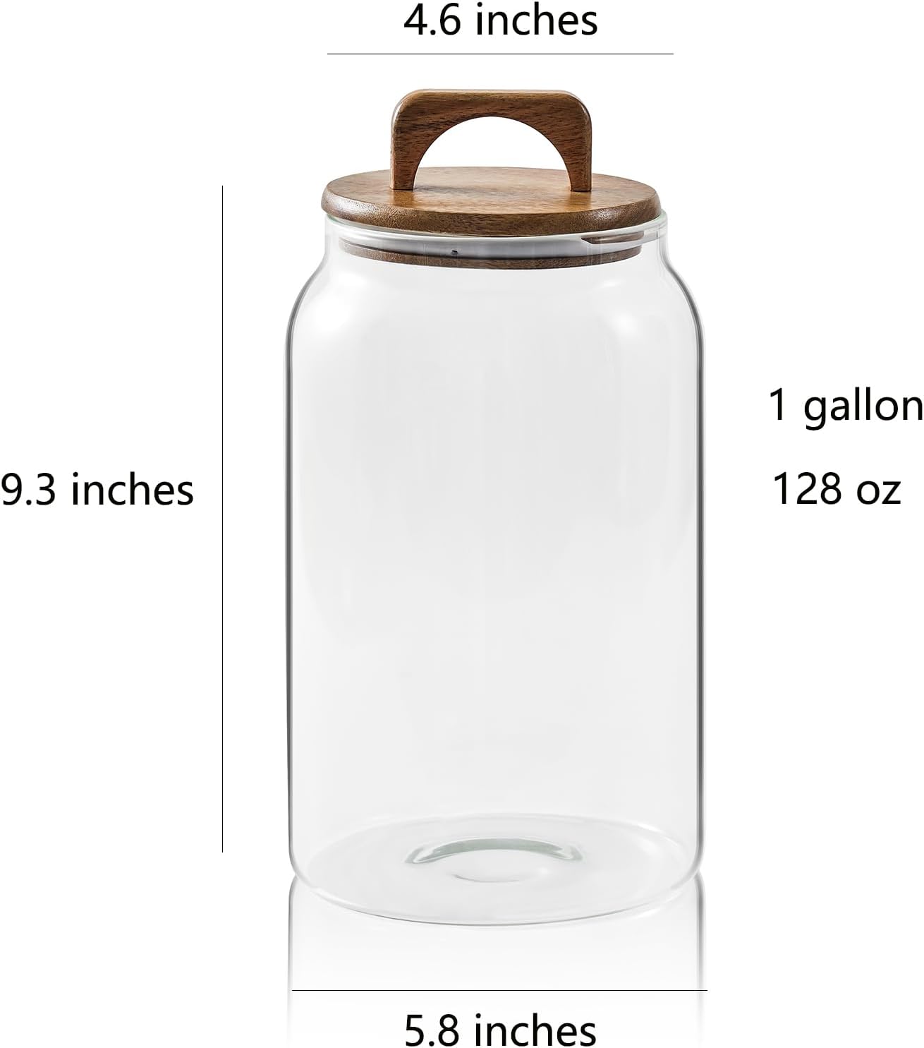 Tarros cristal 1gal con tapa madera y hermética