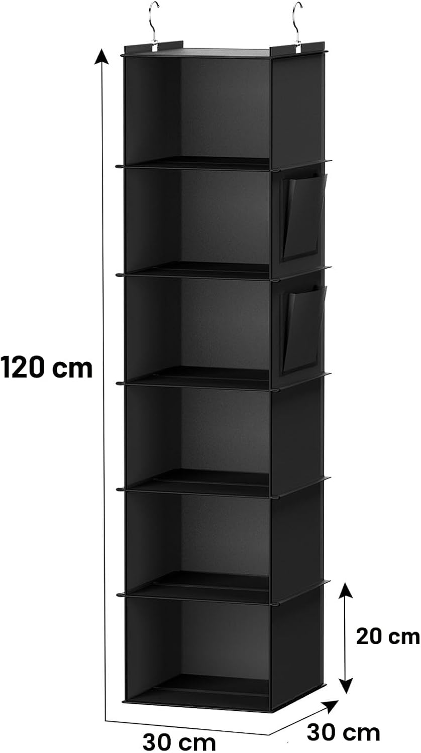 Organiz. colgantes armario 6 estantes color negro